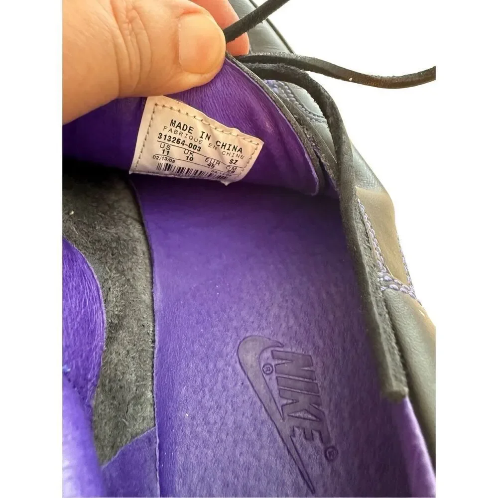 Nike Mens Black Purple Mad Jibe Leather Lace Up Perforated Boat Shoes Size 11